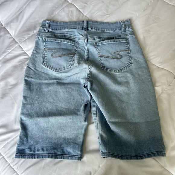 Riders By Lee Womens 8M Curvy Fit Bermuda Stretch Light Denim Summer Shorts - Picture 8 of 9